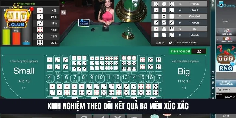 Kinh nghiệm theo dõi kết quả ba viên xúc xắc